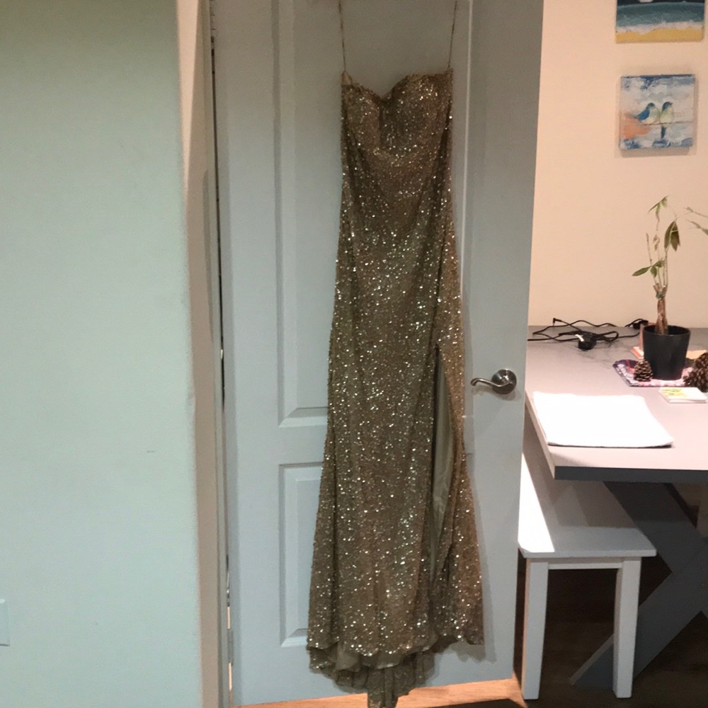 Gold sequin prom dress